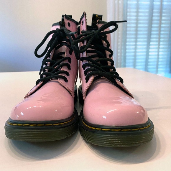 Dr. Martens Girl's Patent Leather Pink Combat Boots US Size 2 EU 1 Style 1460 J - Picture 5 of 8